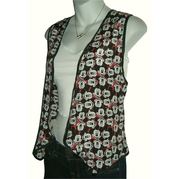 Vintage 90s Satin Disney Mickey Mouse Vest Pop Art Retro Kawaii Cute Kidcore y2k - Picture 7 of 12